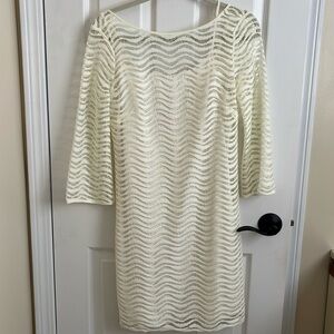 Lilly pulitzer cream three quarter sleeve dresss